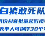 白狼敢死队最新抖音短视频批量起影视号(一天单人可操作30个号)视频课程-599资源坊