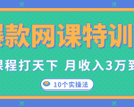 爆款网课特训营,一套课程打天下,网课变现的10个实操法,月收入3万到10万-599资源坊