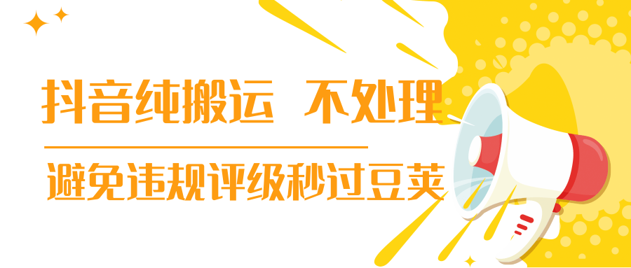 抖音纯搬运 不处理 小技巧，30秒发一个作品，避免违规评级秒过豆荚-599资源坊