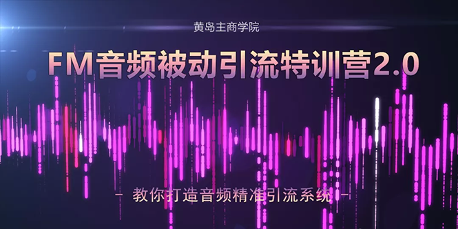 黄岛主·FM音频引流特训营2.0：独家引流模式，单账号50W+播放量，轻松变现-599资源坊