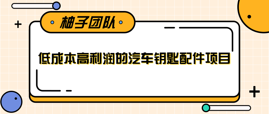 线下暴利赚钱生意，低成本高利润的汽车钥匙配件项目-599资源坊