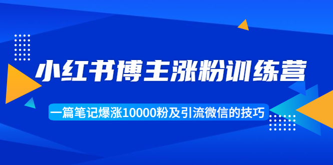 小红书博主涨粉训练营：一篇笔记爆涨10000粉及引流微信的技巧-599资源坊