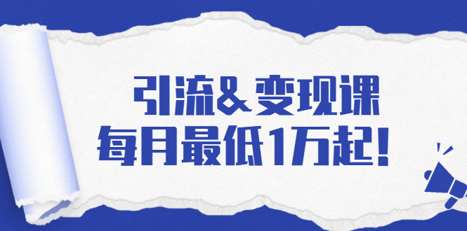 引流&变现课：分享一整套流量方法以及各个渠道收入，每月最低1万起！-599资源坊