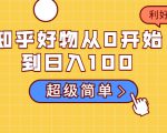 知乎好物从0开始到日入100,超级简单的玩法分享,新人一看也能上手操作-599资源坊
