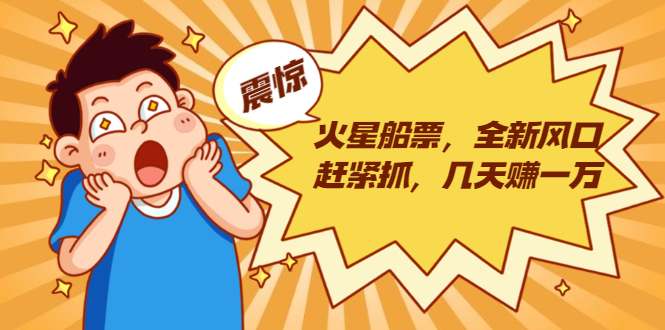 火星船票，全新风口赶紧抓，几天赚一万+摆地摊卖尾货月入一万（5个项目）-599资源坊