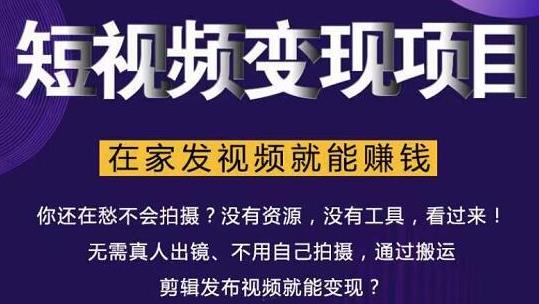 在家也能操作的短视频赚钱项目，无需真人，不用拍摄，纯搬运月入2到5万-599资源坊