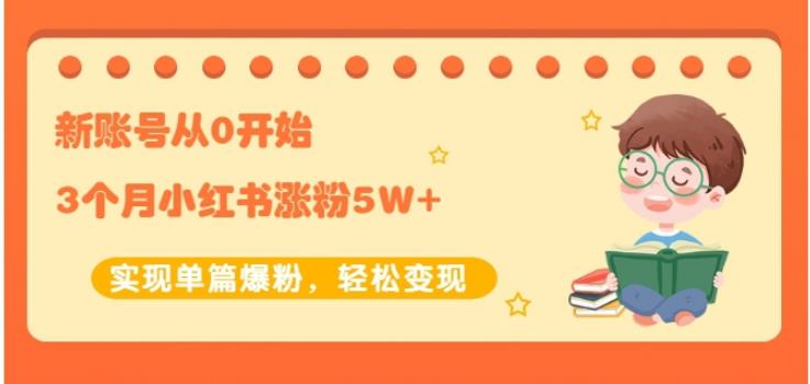 生财小红书涨粉变现：新账号从0开始3个月小红书涨粉5W+实现单篇爆粉-599资源坊