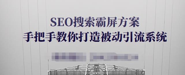SEO搜索霸屏方案，手把手教你打造被动引流系统【视频课程】-599资源坊