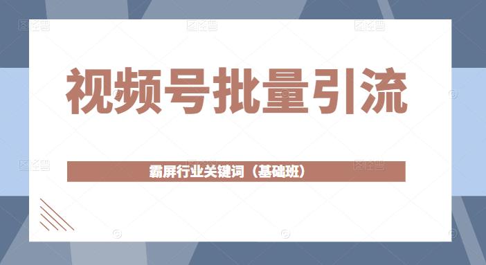 视频号批量引流，霸屏行业关键词（基础班）全面系统讲解视频号玩法-599资源坊