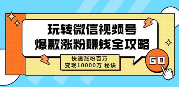 玩转微信视频号爆款涨粉赚钱全攻略，快速涨粉百万变现万元秘诀-599资源坊