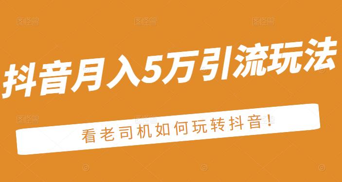 老古董·抖音月入5万引流玩法，看看老司机如何玩转抖音(附赠：抖音另类引流思路)-599资源坊