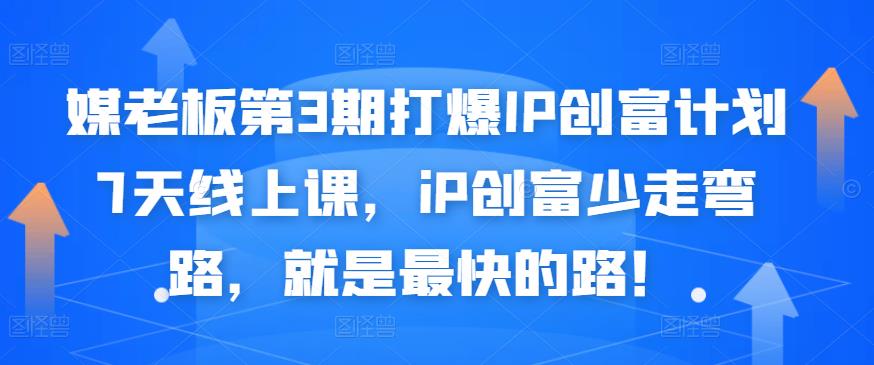 媒老板第3期打爆IP创富计划7天线上课，iP创富少走弯路，就是最快的路！-599资源坊