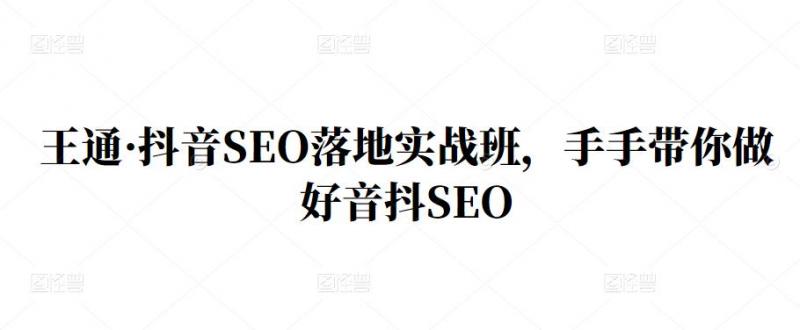 王通·抖音SEO落地实战班，手‬手带你做好音抖‬‬SEO-599资源坊