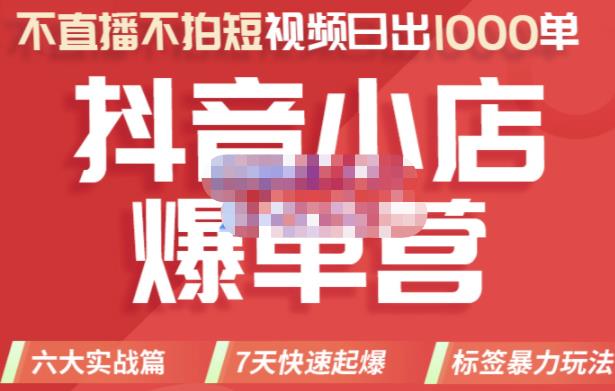 推易电商·2022年抖音小店爆单营，不直播、不拍短视频、日出1000单，暴力玩法-599资源坊