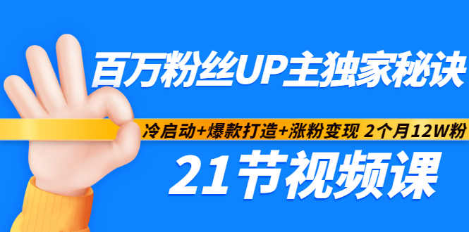 百万粉丝UP主独家秘诀：冷启动+爆款打造+涨粉变现2个月12W粉（21节视频课)-599资源坊