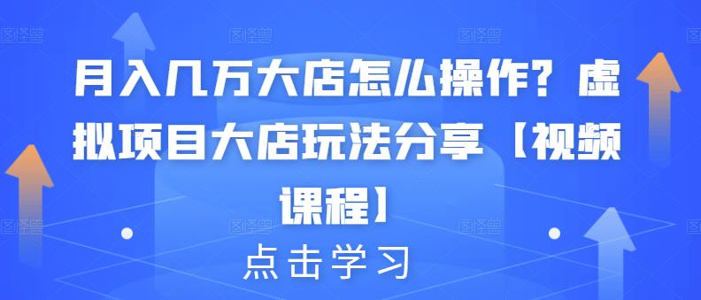 月入几万大店怎么操作？虚拟项目大店玩法分享【视频课程】-599资源坊