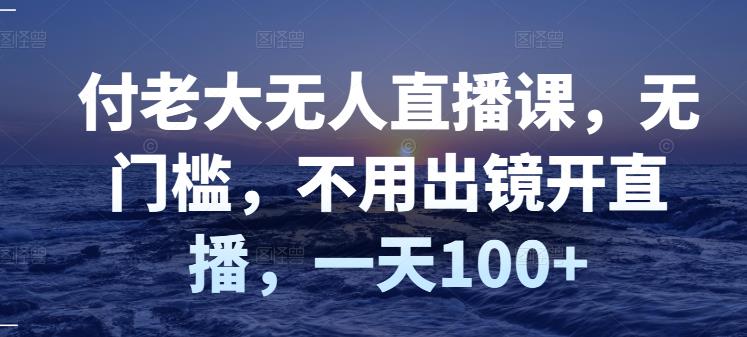 付老大无人直播课，无门槛，不用出镜开直播，一天100+-599资源坊