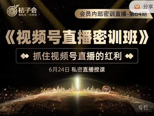 桔子会《视频号直播密训班》，抓住视频号直播的红利 价值12800-599资源坊