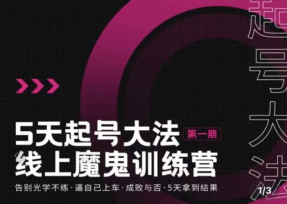 大播·五天起号魔鬼训练营，告别光学不练，逼自己上车，成败与否，5天拿到结果-599资源坊