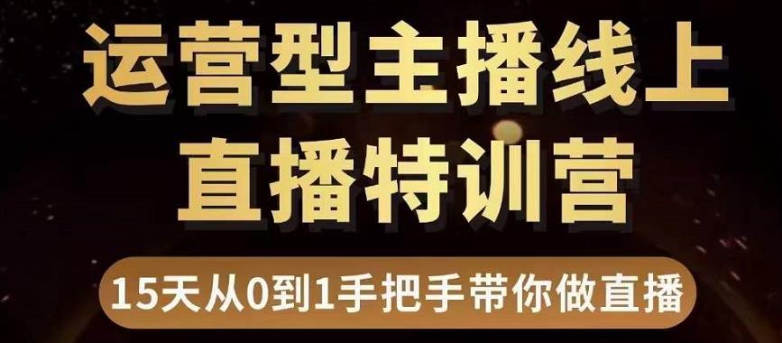 直播电商运营型主播特训营，0基础15天手把手带你做直播带货-599资源坊