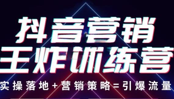 抖音营销王炸训练营，实操落地+营销策略=引爆流量（价值8960元）-599资源坊