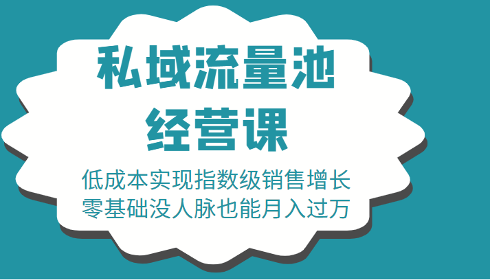 16堂私域流量池经营课：低成本实现指数级销售增长，零基础没人脉也能月入过万-599资源坊