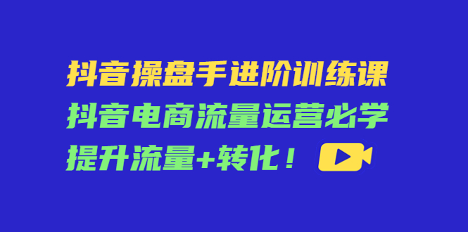 抖音操盘手进阶训练课：抖音电商流量运营必学，提升流量+转化-599资源坊