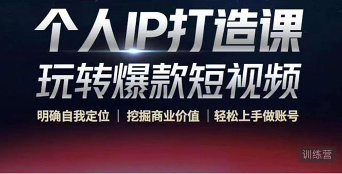 个人IP打造课-玩转爆款短视频，明确自我定位|挖掘商业价值|轻松上手做账号（无水印）-599资源坊