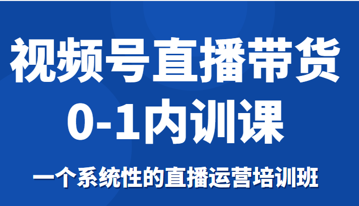 视频号直播带货0-1内训课，一个系统性的直播运营培训班-599资源坊