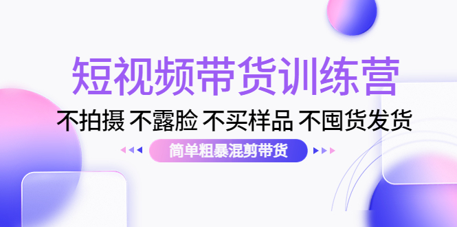 短视频带货训练营：不拍摄 不露脸 不买样品 不囤货发货 简单粗暴混剪带货（第三期）-599资源坊