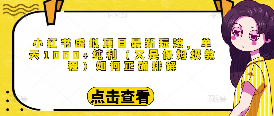 小红书虚拟项目最新玩法，单天1000+纯利（又是保姆级教程文档）-599资源坊