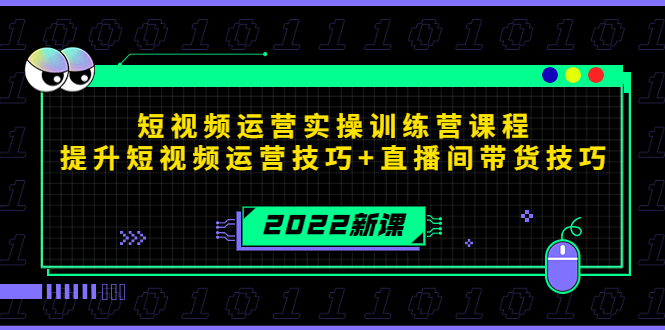 2022短视频运营实操训练营课程，提升短视频运营技巧+直播间带货技巧-599资源坊