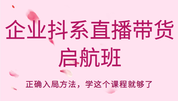 企业抖系直播带货启航班，正确入局方法，学这个课程就够了-599资源坊