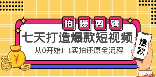 七天打造爆款短视频：拍摄+剪辑实操，从0开始1:1实拍还原实操全流程-599资源坊