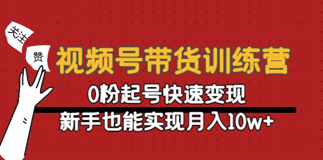 视频号带货训练营：0粉起号快速变现，新手也能实现月入10w+-599资源坊