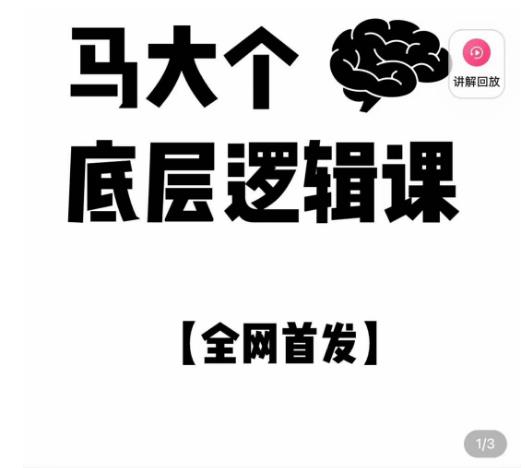 马大个·底层逻辑课，51节底层逻辑智慧课-价值1980元-599资源坊