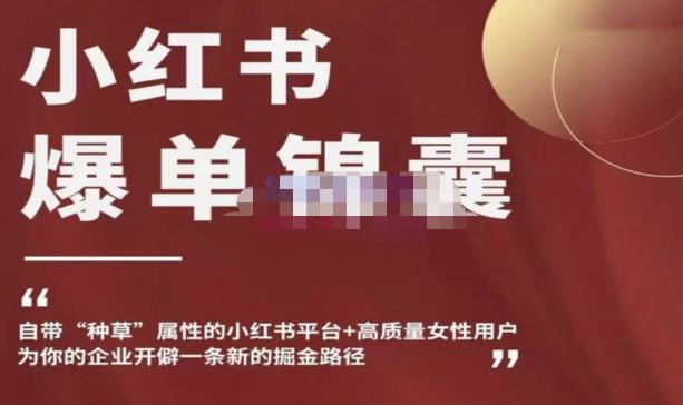 小红书爆单锦囊，自带种草属性+高质量女性用户，为你的企业开辟一条新的掘金路径-599资源坊