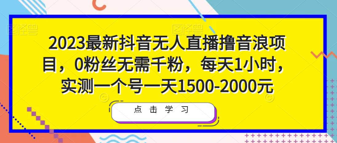 2023最新抖音无人直播撸音浪项目，0粉丝无需千粉，每天1小时，实测一个号一天1500-2000元-599资源坊