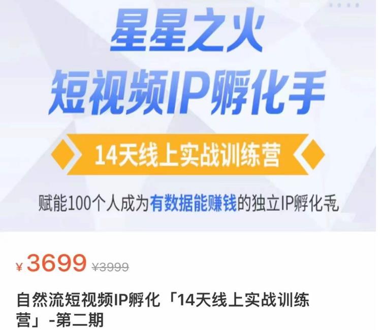 瑶瑶·自然流短视频IP孵化第二期，14天线上实战训练营，赋能100个人成为有数据能赚钱的独立IP孵化手-599资源坊