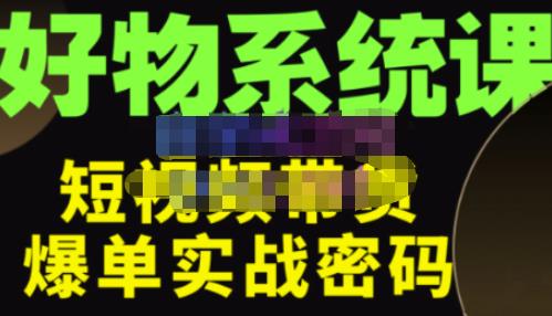 大嘴·好物短视频带货解析，学完你将懂的短视频带货底层逻辑，做出能表现的短视频-599资源坊