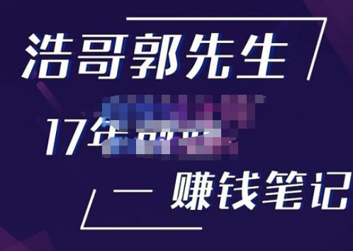 浩哥郭先生17年创业赚米笔记，打开你对很多东西的认知，让你知道原来赚钱或创业不单单是发力就行-599资源坊