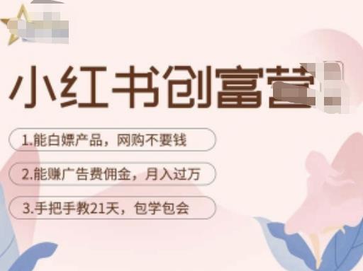 小红书创富营-教小红书带货，陪跑21天，教你赚广告费佣金，月入过万-599资源坊