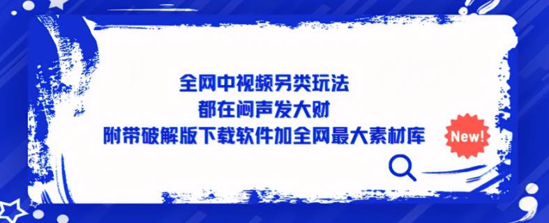 全网中视频另类玩法，都在闷声发大财，附带破解版下载软件加全网最大素材库-599资源坊