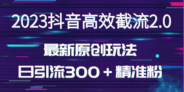 日引300＋创业粉，独家抖音高效截流2.0玩法（价值1280）-599资源坊