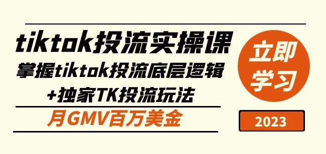 tiktok投流实操课：掌握tiktok投流底层逻辑+独家TK投流玩法月GMV百万美金-599资源坊