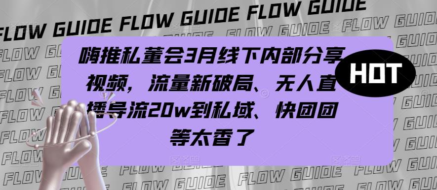 嗨推私董会3月线下内部分享视频，流量新破局、无人直播导流20w到私域、快团团等太香了-599资源坊