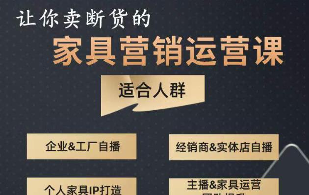 让你卖断货的家具营销运营课，打造高销量家具账号（短视频+直播+人物IP）-599资源坊