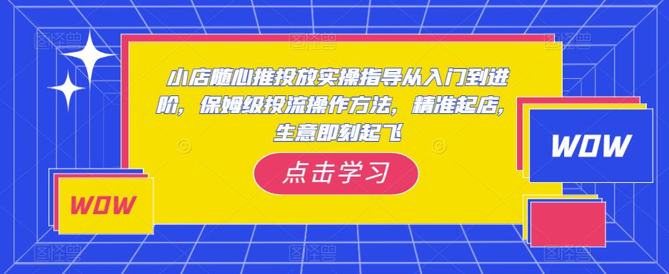 小店随心推投放实操指导从入门到进阶，保姆级投流操作方法，精准起店，生意即刻起飞-599资源坊