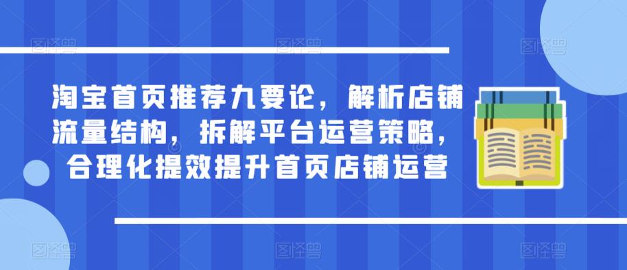 淘宝首页推荐九要论，解析店铺流量结构，拆解平台运营策略，合理化提效提升首页店铺运营-599资源坊