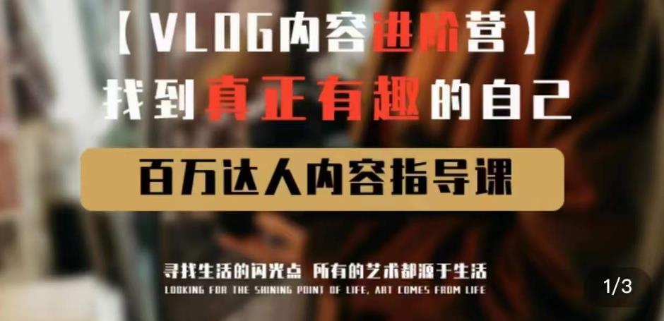 vlog内容进阶营，找到真正有趣的自己，百万达人内容指导课-599资源坊